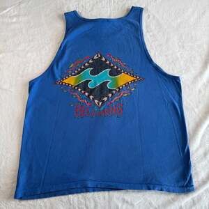 Vintage Billabong Blue Graphic Tank Top Waves and Snakes Y2K